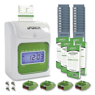 uPunch™ Ub1000 Electronic Non-calculating Time Clock Bundle, Lcd Display, Beige-green freeshipping - TVN Wholesale